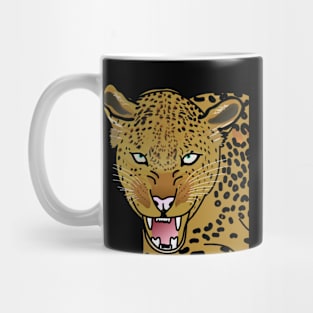 Wild leopard face threatening Mug